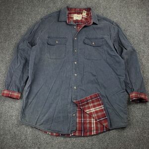 LL Bean Flannel Lined Denim Shirt Jacket Mens XL Tall Blue Jean Barn Shacket